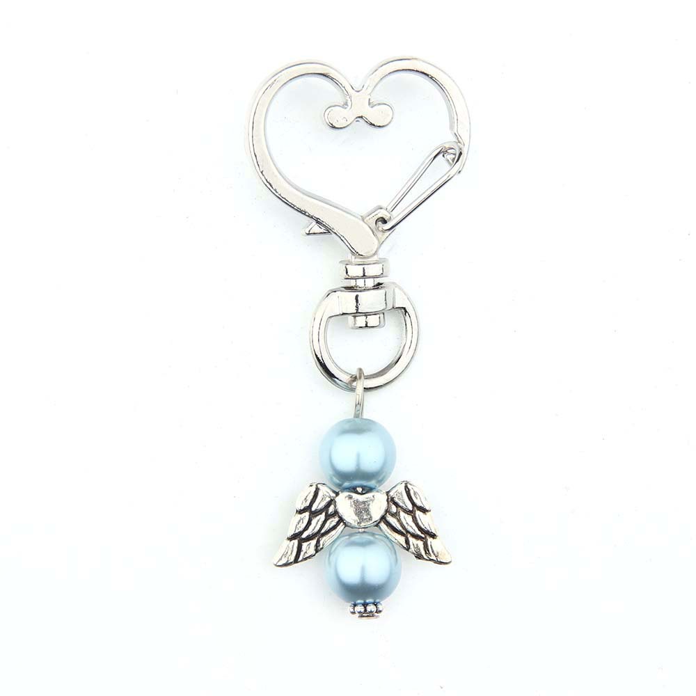 Alloy Angel Wings Beaded Keychain Whimsical Heart Charm 9