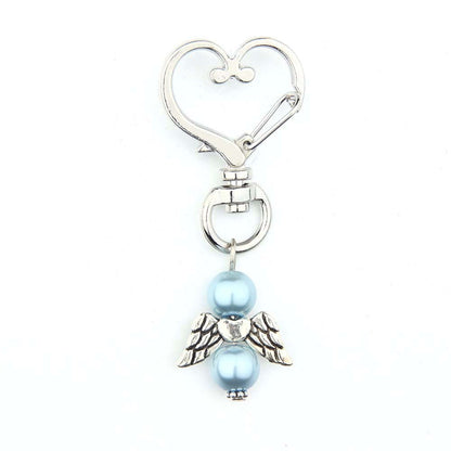 Alloy Angel Wings Beaded Keychain Whimsical Heart Charm 9