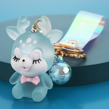 Acrylic Christmas Elk Keychain Frosted Glowing Iridescent Strap 7