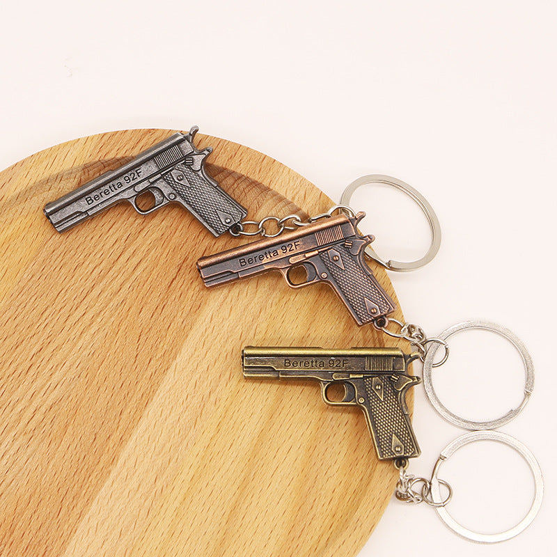 Vintage Metal Alloy Simulated Pistol Keychain Compact 5x3cm 2