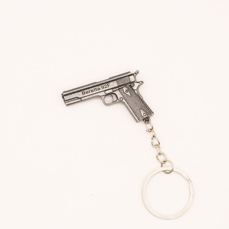 Vintage Metal Alloy Simulated Pistol Keychain Compact 5x3cm 5