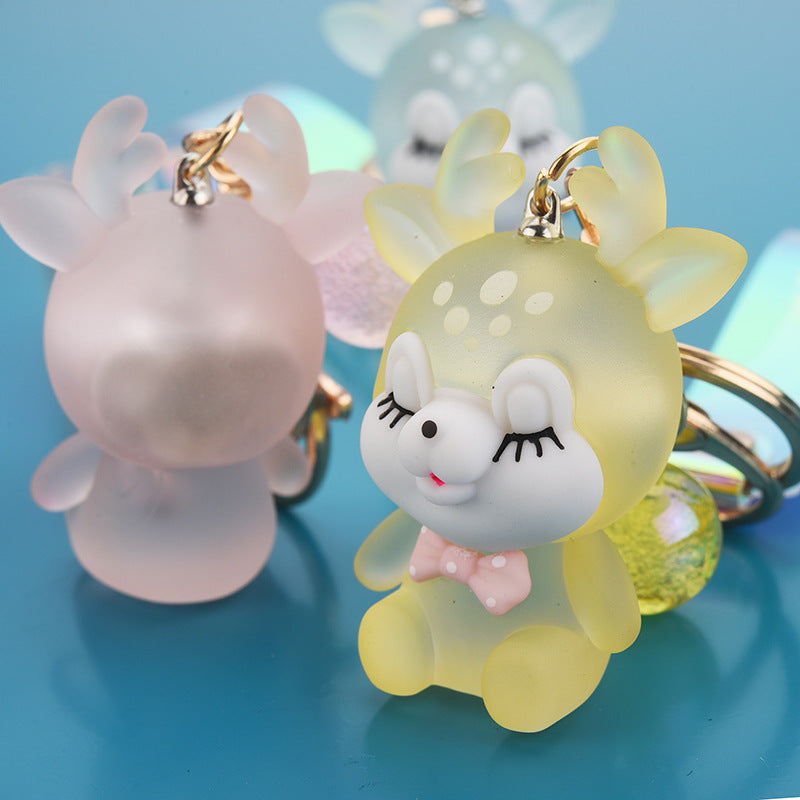 Acrylic Christmas Elk Keychain Frosted Glowing Iridescent Strap 2