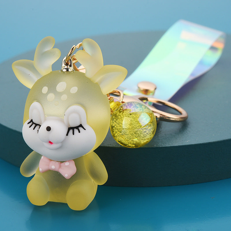 Acrylic Christmas Elk Keychain Frosted Glowing Iridescent Strap 5
