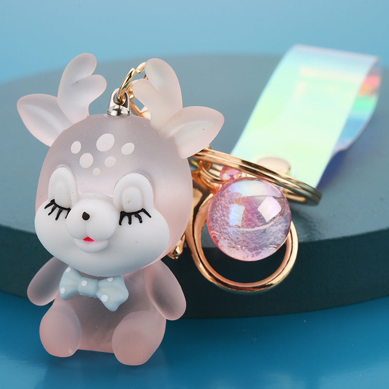 Acrylic Christmas Elk Keychain Frosted Glowing Iridescent Strap 6
