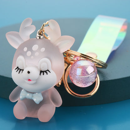 Acrylic Christmas Elk Keychain Frosted Glowing Iridescent Strap 6