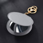 Round Mirror Keychain PU Leather Gold Clasp Small Size 10