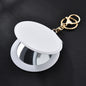 Round Mirror Keychain PU Leather Gold Clasp Small Size 15
