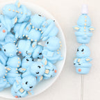 3D Blue Dragon Flower Pot Silicone Focal Beads 20Pcs