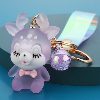 Acrylic Christmas Elk Keychain Frosted Glowing Iridescent Strap 8