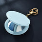 Round Mirror Keychain PU Leather Gold Clasp Small Size 14