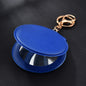 Round Mirror Keychain PU Leather Gold Clasp Small Size 19