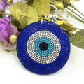 Rhinestone Evil Eye Keychain Alloy Round Colorful Tassel Charm 3