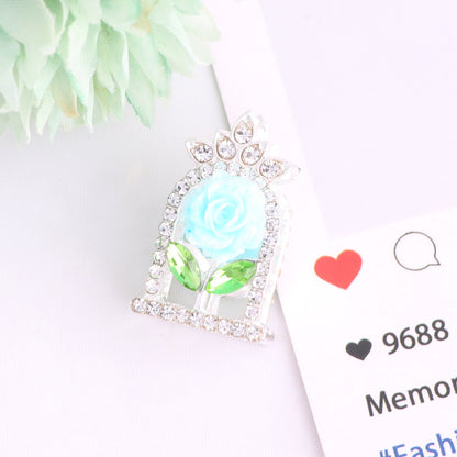 24mm Rose Frame Rhinestone Beads Alloy Decorative 3pcs 9