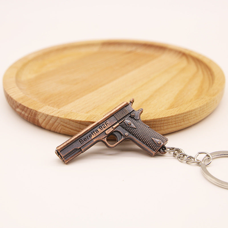 Vintage Metal Alloy Simulated Pistol Keychain Compact 5x3cm 4
