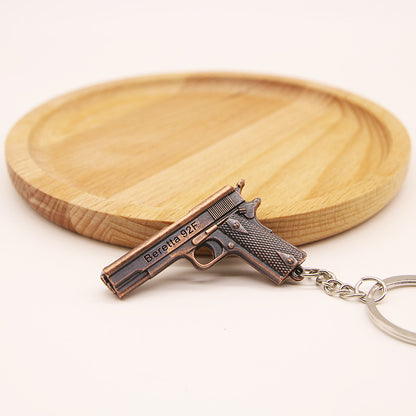 Vintage Metal Alloy Simulated Pistol Keychain Compact 5x3cm 4