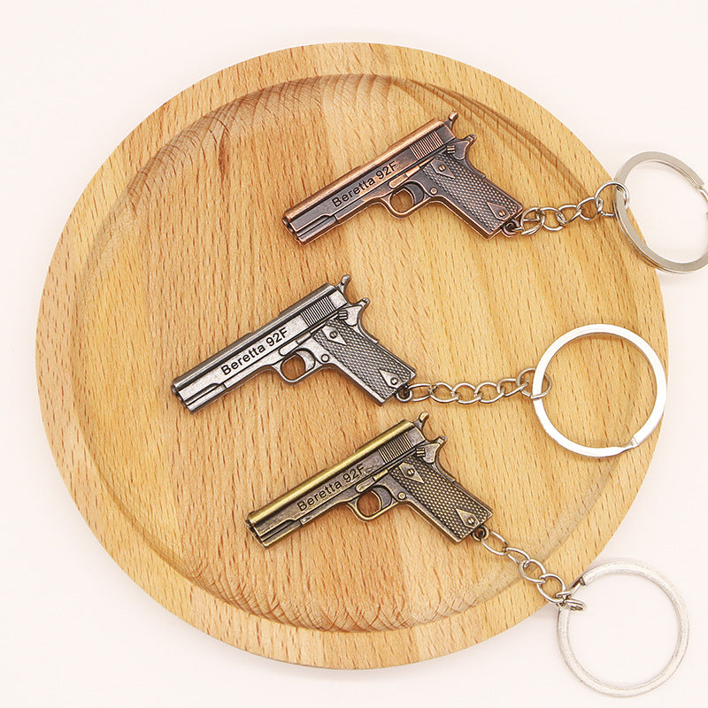 Vintage Metal Alloy Simulated Pistol Keychain Compact 5x3cm