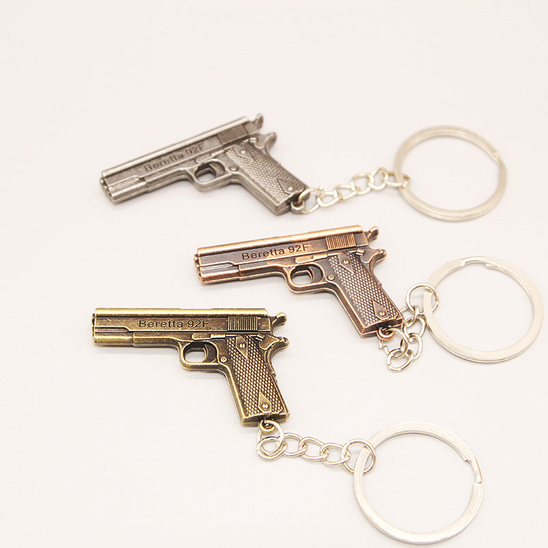 Vintage Metal Alloy Simulated Pistol Keychain Compact 5x3cm 3