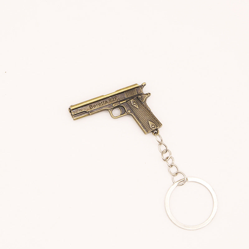Vintage Metal Alloy Simulated Pistol Keychain Compact 5x3cm 7