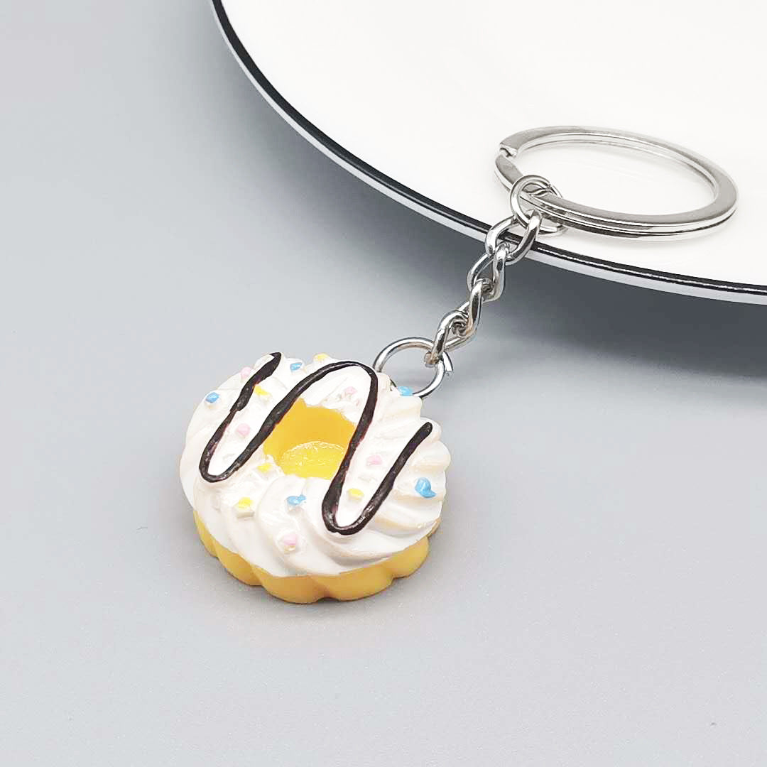 Resin Donut Food Keychain Glossy Icing Detailed Toppings 12