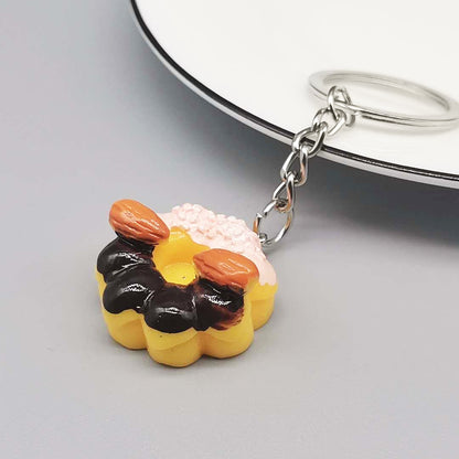 Resin Donut Food Keychain Glossy Icing Detailed Toppings 10
