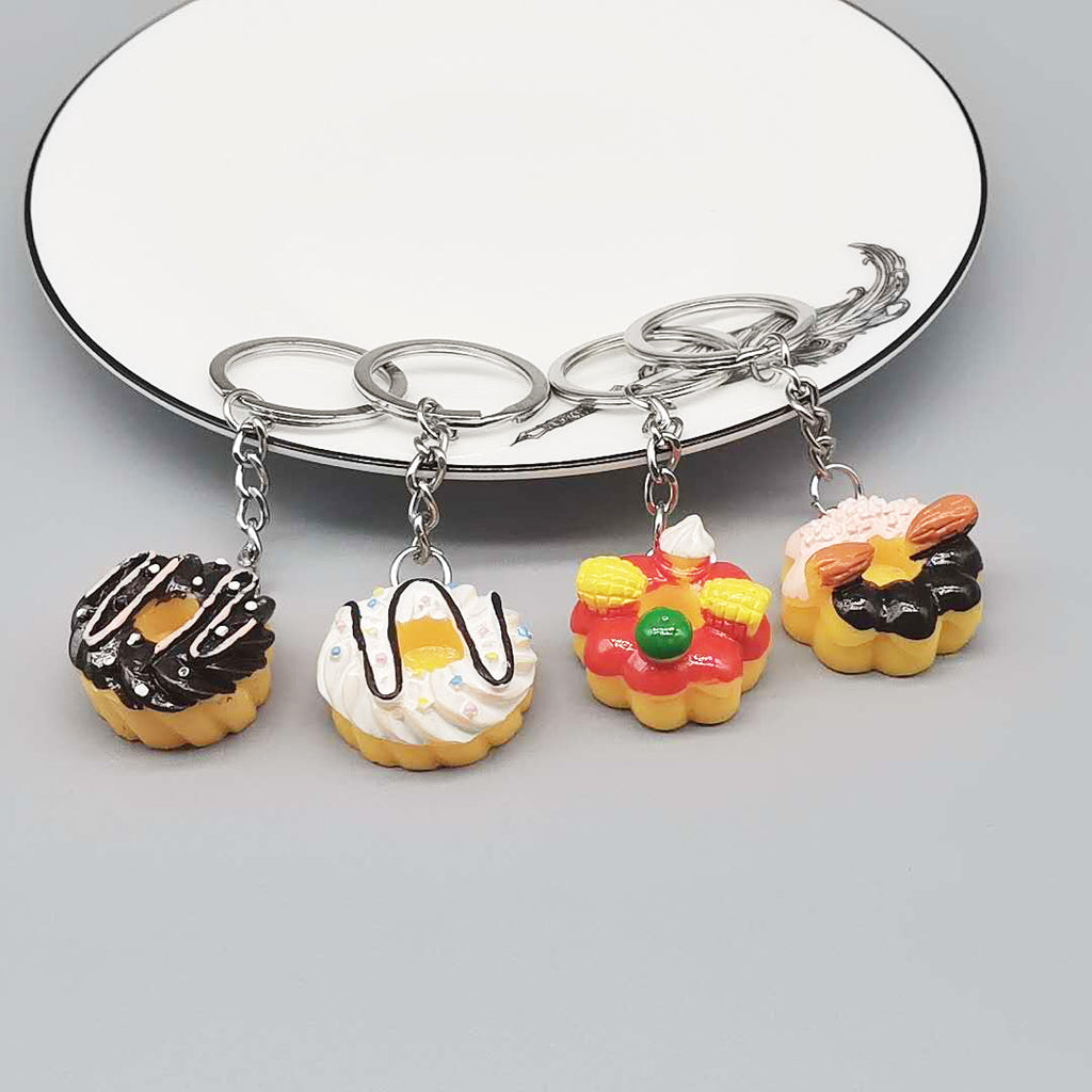Resin Donut Food Keychain Glossy Icing Detailed Toppings 5