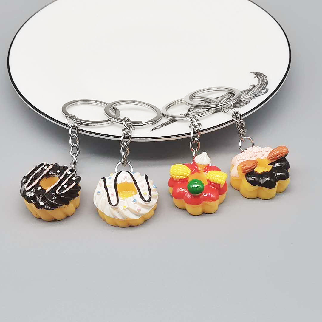 Resin Donut Food Keychain Glossy Icing Detailed Toppings 5