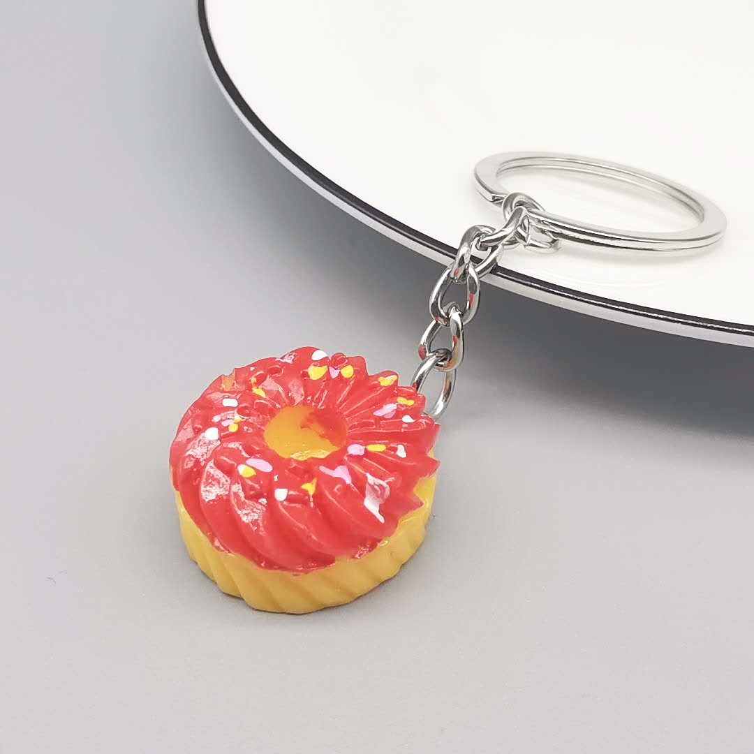 Resin Donut Food Keychain Glossy Icing Detailed Toppings 9