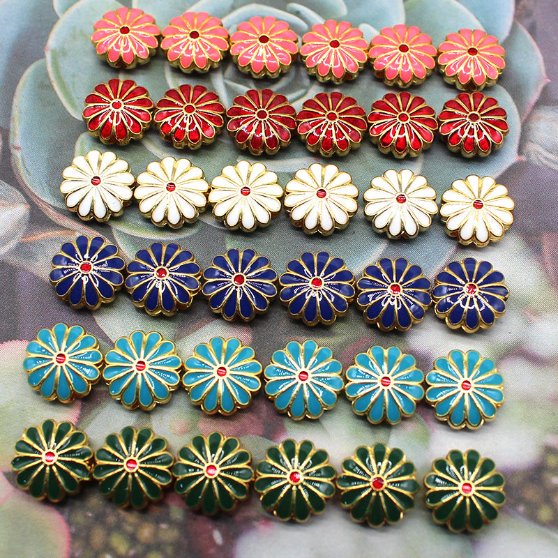 Flower Metal Beads 11mm Cloisonne Sunflower Enamel Alloy 30pcs