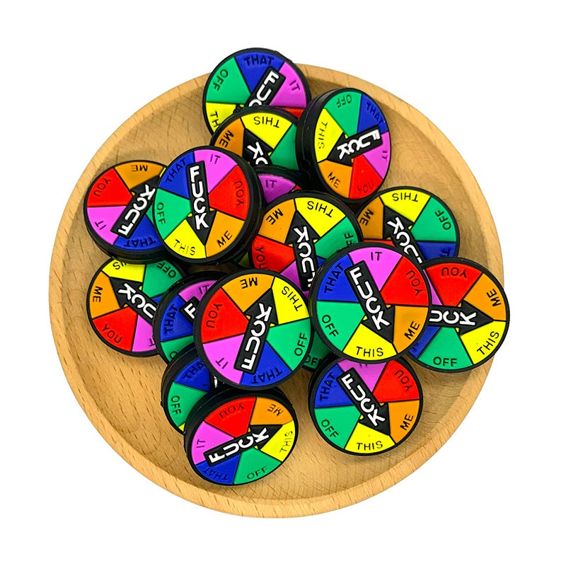 Silicone Focal Beads Wheel Rainbow with Central Arrow 20pcs 2