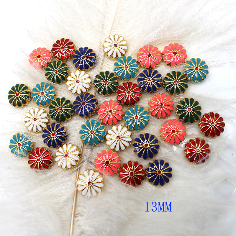 Flower Metal Beads 11mm Cloisonne Sunflower Enamel Alloy 30pcs 3