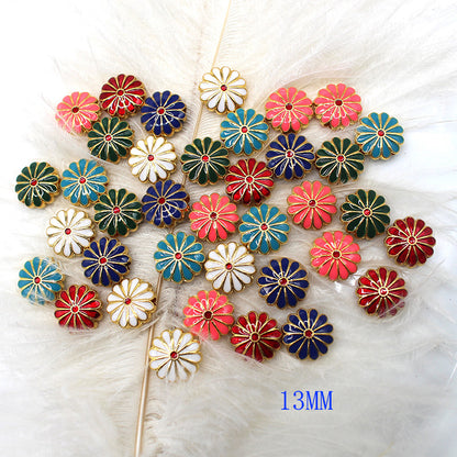 Flower Metal Beads 11mm Cloisonne Sunflower Enamel Alloy 30pcs 3