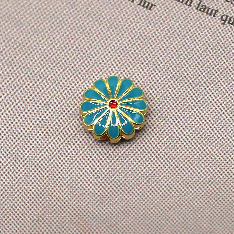 Flower Metal Beads 11mm Cloisonne Sunflower Enamel Alloy 30pcs 6