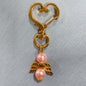 Alloy Baby Baptism Keychain Gold Tone Angel Wings Pastel Beads 14