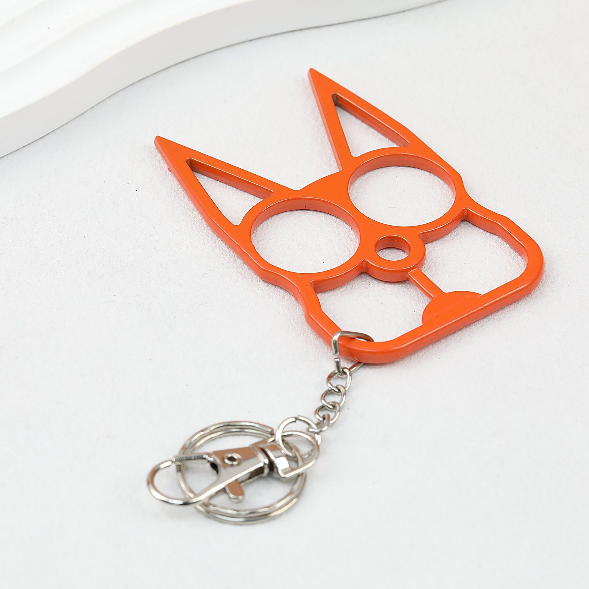 Self Defense Keychain Cat Shape Zinc Alloy Two Finger Grip 2pcs - orange