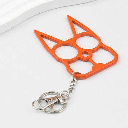 Self Defense Keychain Cat Shape Zinc Alloy Two Finger Grip 2pcs - orange