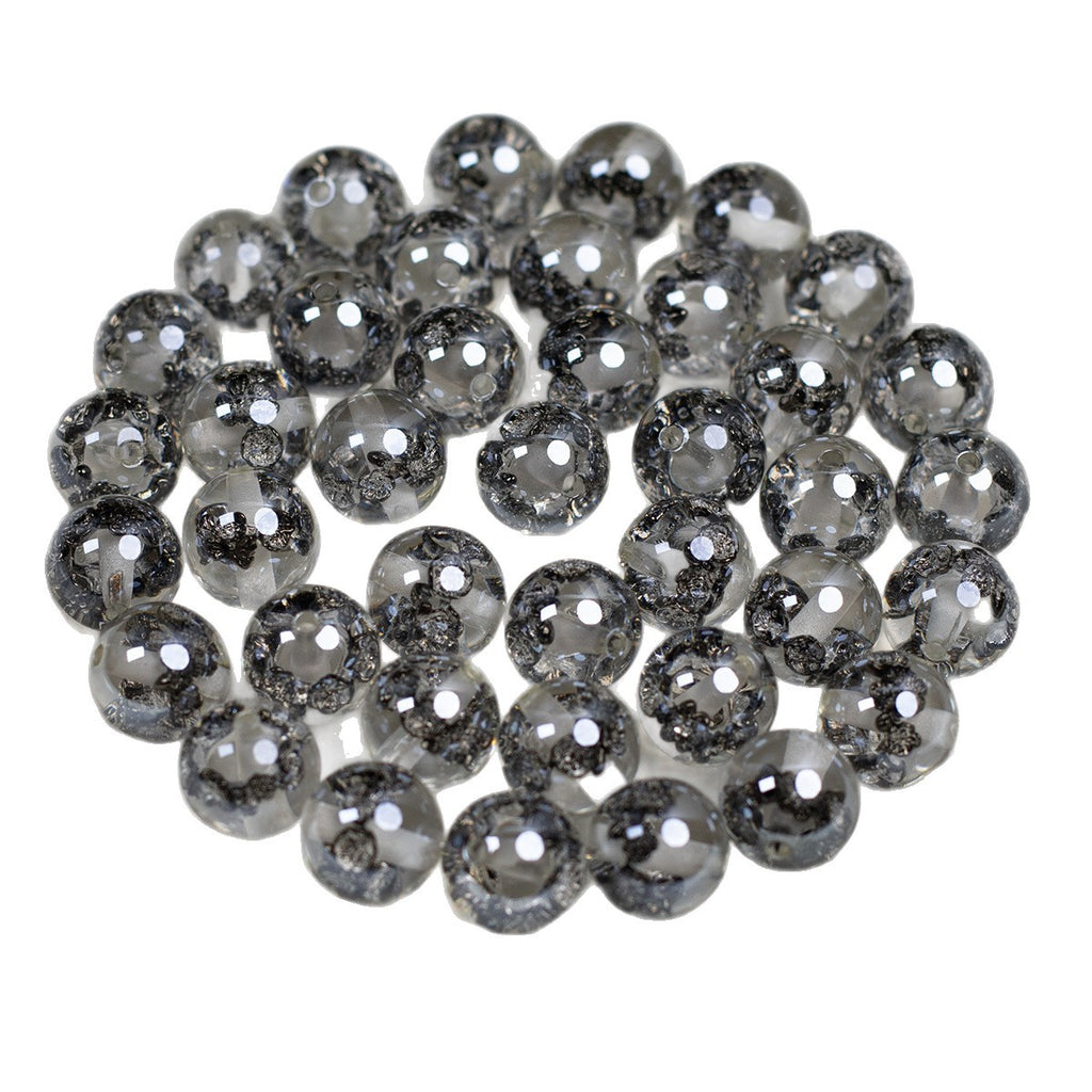 Clear Metallic Rose Round Resin Beads 16mm 10pcs 5