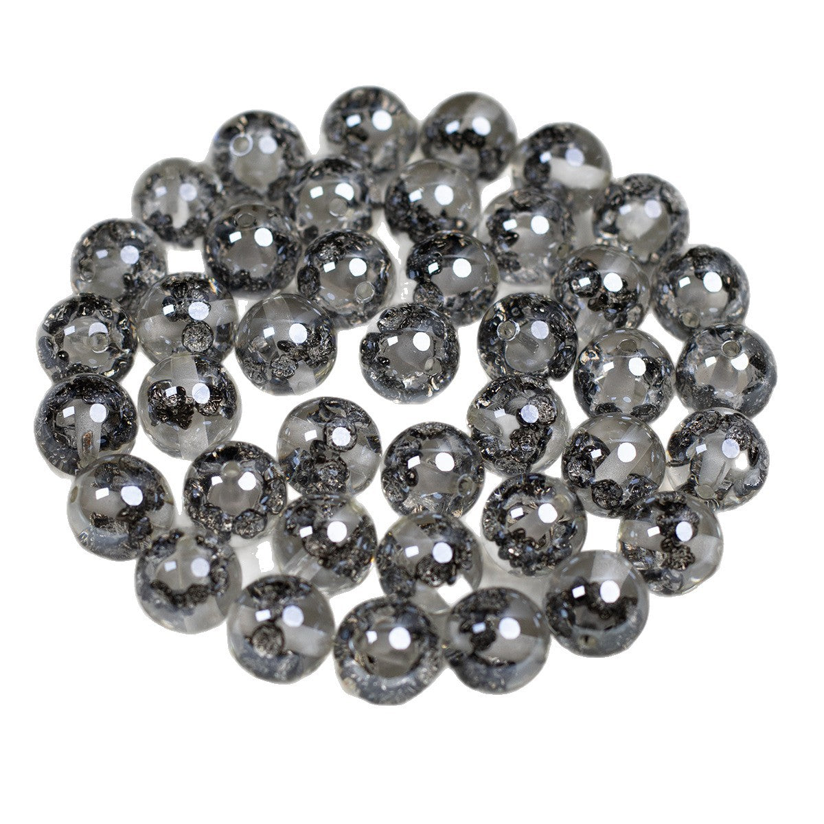 Clear Metallic Rose Round Resin Beads 16mm 10pcs 5
