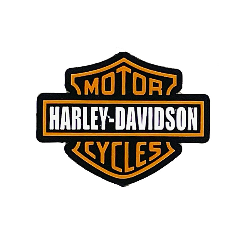 Silicone Focal Beads Harley Davidson Shield Logo Black White Orange 20pcs