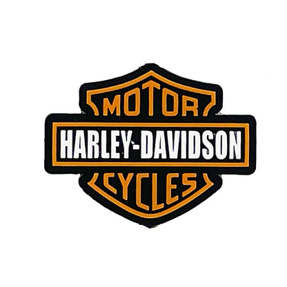 Silicone Focal Beads Harley Davidson Shield Logo Black White Orange 20pcs