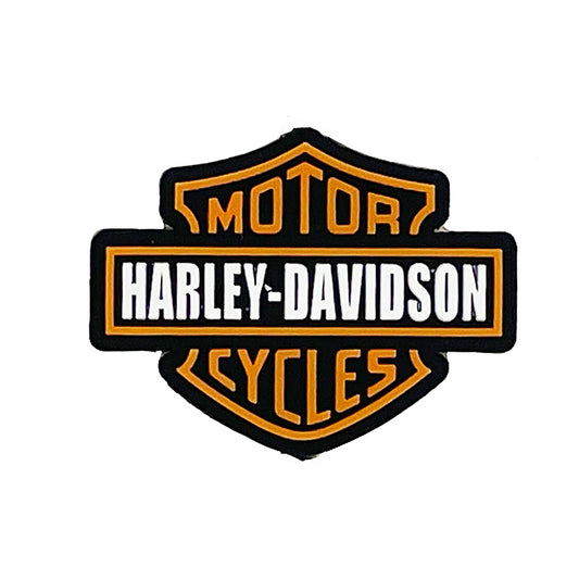 Silicone Focal Beads Harley Davidson Shield Logo Black White Orange 20pcs