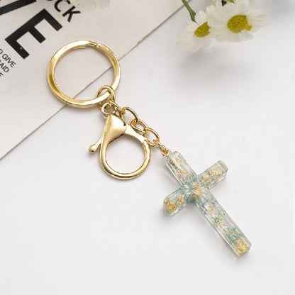 Handmade Acrylic Flower Cross Keychain Creative Pastel Colors 10
