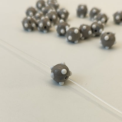 Lampwork Glass Beads Sea Urchin 11mm Handmade Polka Dotted 14pcs 18