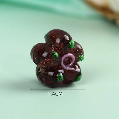 Lampwork Glass Beads Five Petal Flower 14mm Vintage Foil Filled 10pcs 2