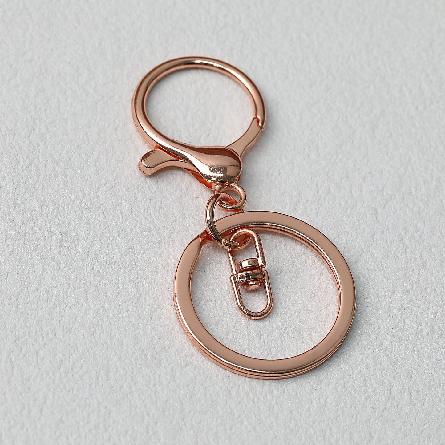Zinc Alloy Lobster Clasp Keychain Hardware with Split Ring - Rose Gold