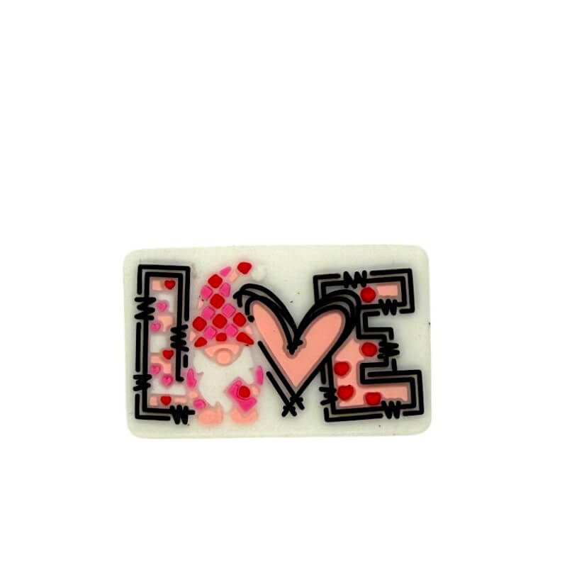 Silicone Focal Beads Valentine Love Gnome with Heart Design 2