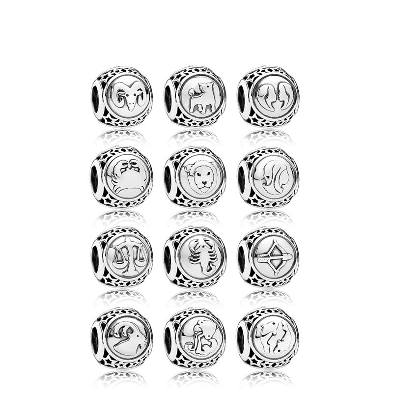 Constellation Metal Beads 11mm Silver Tone Large Hole 1pc