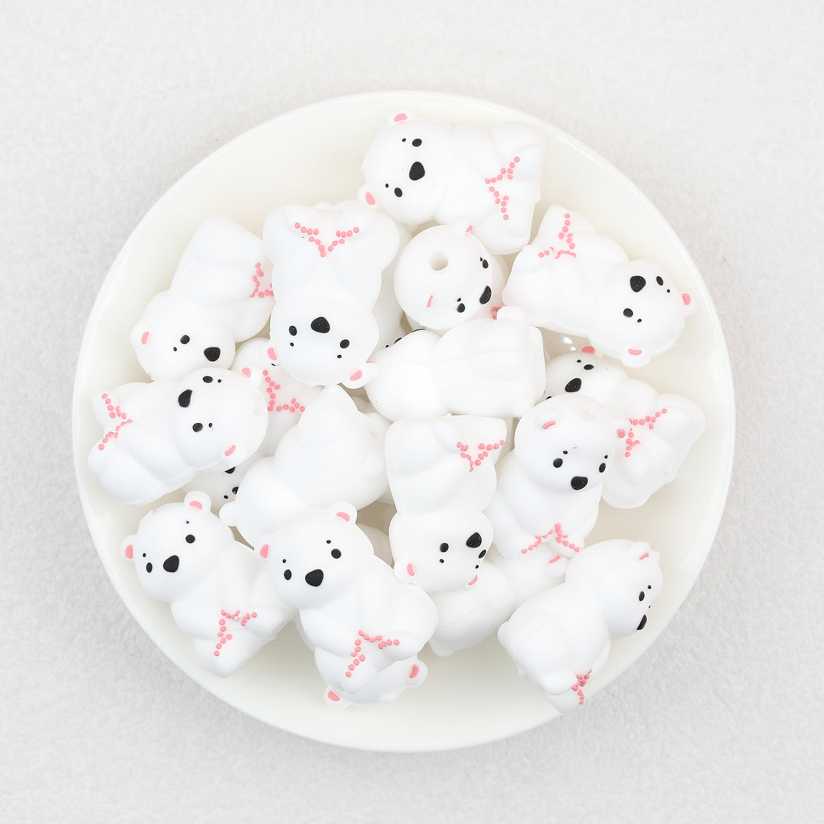 3D Cute Polar Bear Silicone Focal Beads 20Pcs  2