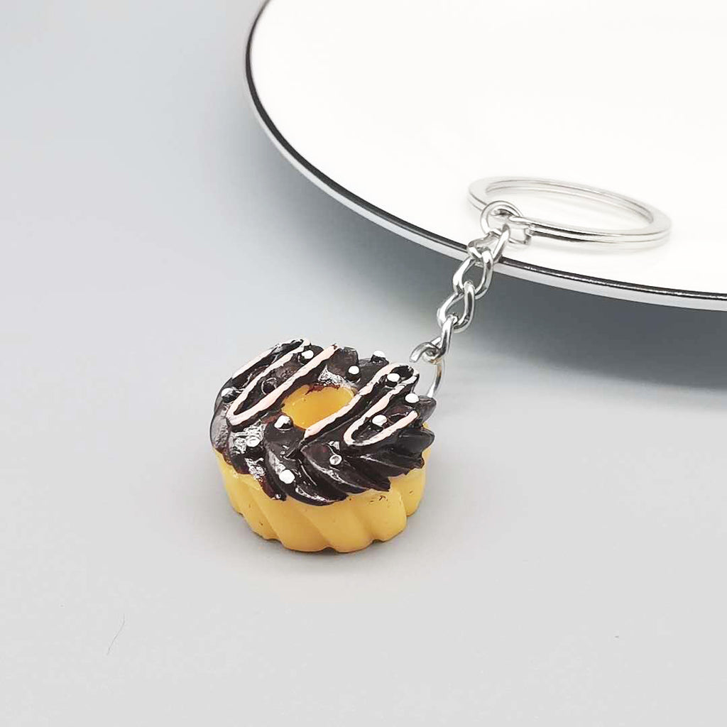 Resin Donut Food Keychain Glossy Icing Detailed Toppings 6