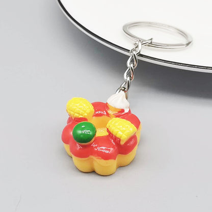 Resin Donut Food Keychain Glossy Icing Detailed Toppings 7