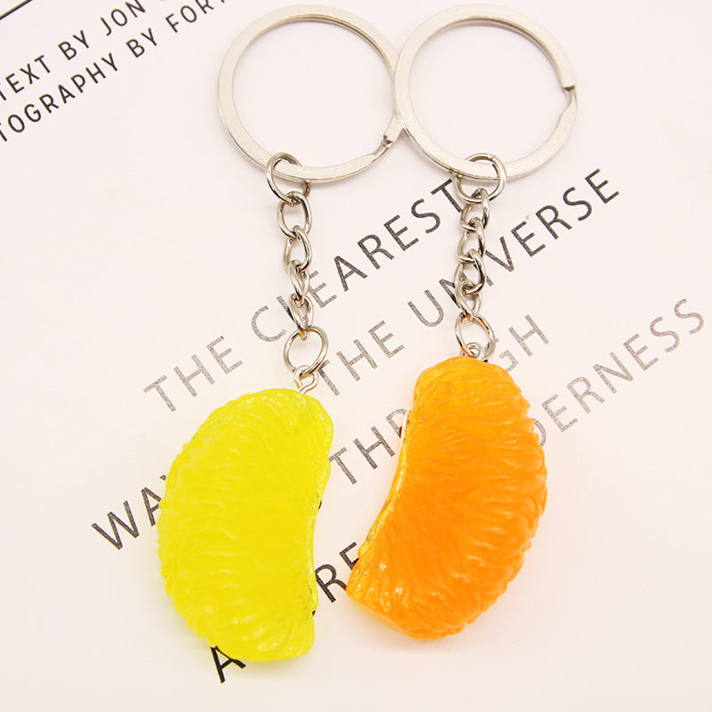 Resin Fruit Keychain Glossy Grapefruit and Orange Slice Charm